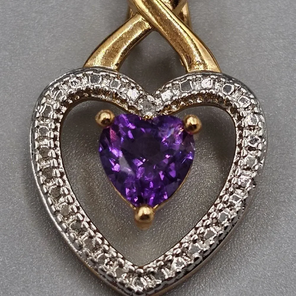 Purple Crystal Open Heart Ring Gold Tone Romantic PAJ Prime Art & Jewel 18